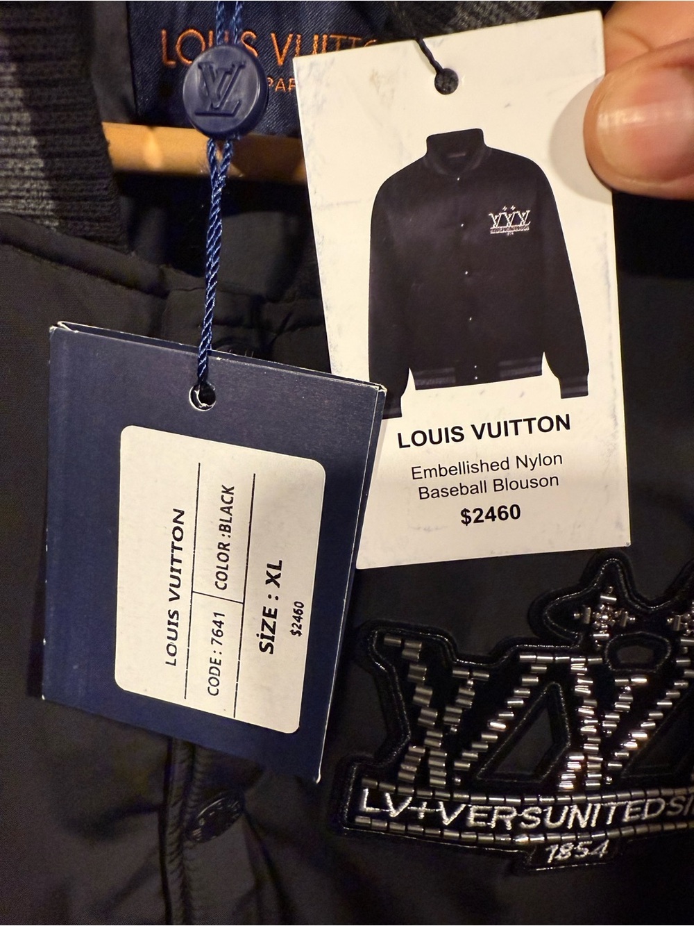 Louis Vuitton Embellished nylon baseball Bomber Jacket with Crest Patch FW24 1:1 - Picture 5 of 12